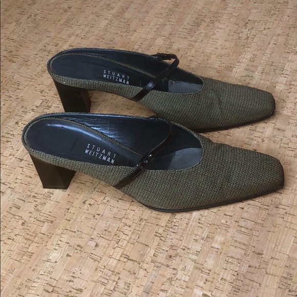 Stuart Weitzman VTG Mules Olive/Black EUC sz 10 - Picture 4 of 8